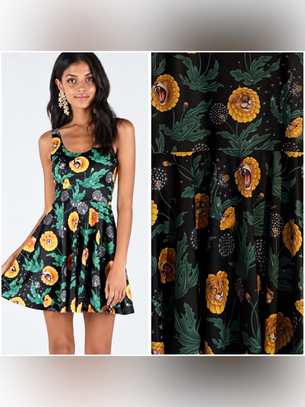 RARE- BlackMilk “Dandy Lions" skater-style dress